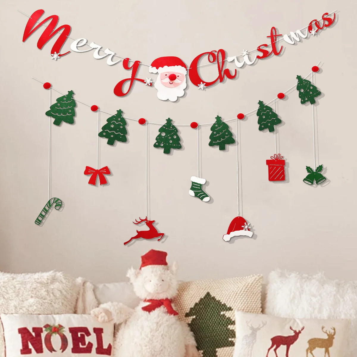 Christmas party background flag pendant cute three-dimensional felt decoration 1 set 1 piece.