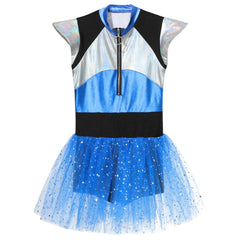 Kids Girls Alien Cosplay Costume Cheerleading Dance Dress