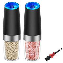 2PCS Salt & Pepper Grinder Electric Gravity Grinder Refillable Automatic Mill Set With Adjustable Coarseness LED Light