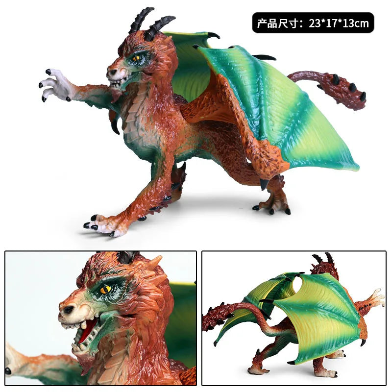 Children solid toy dinosaur model plastic model ornaments ancient mythical animal warcraft dragon wild dragon fire dragon