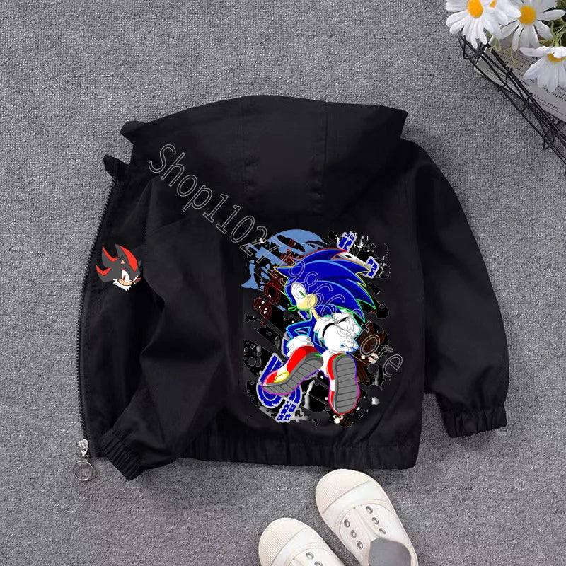 New Sonics Child Spring and Autumn Jacket Boys Girls Clothes Comfortable Cartoon Anime Graphic Print Coats Birthday Party Gifts