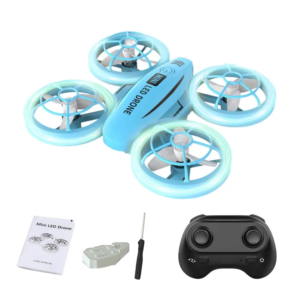 Kids Mini Drone Remote Control Colorful LED Quadcopter 360° Flip Shockproof Full Propeller Protect RC Drone