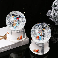 Sky City Music Box Automatic Snowfall Crystal Ball Birthday Gift Resin Crafts Desktop Ornament