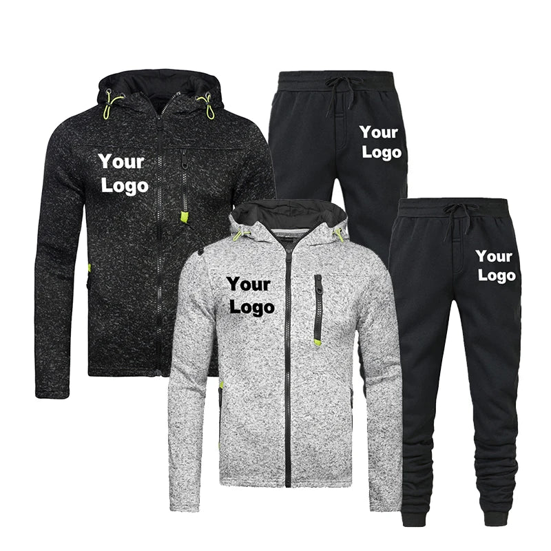 Men's Sweat Suit Set Tracksuit Men Full Sleeve Tops with Hood Outdoor Sport Wear