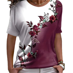 Women's Color Block T-shirt Summer Fashion Short sleeved Top