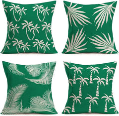 summer green plant theme farmhouse decoration pillowcase square linen cushion cover