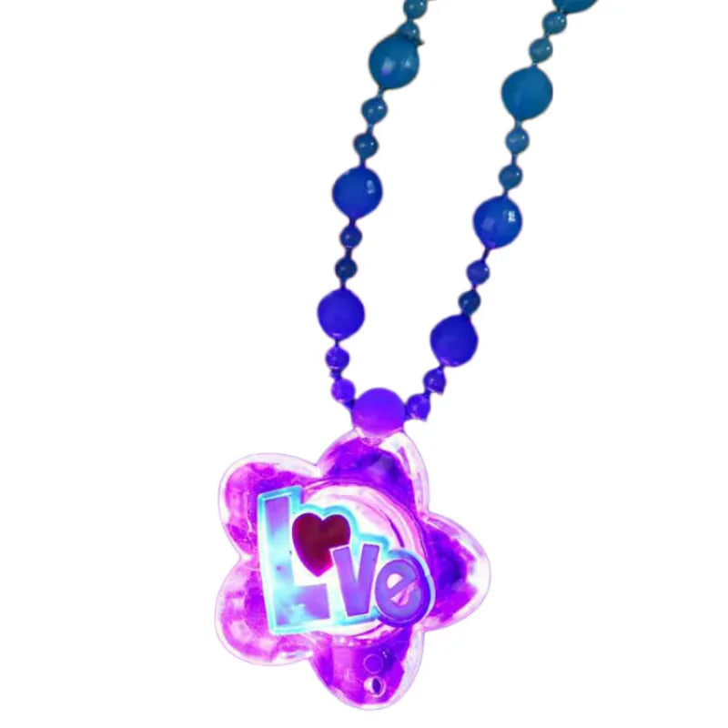 Children's Luminous Necklace Led Glitter Acrylic Bead Pendant Toy Girl Birthday Party Props Pendant Necklace Gift