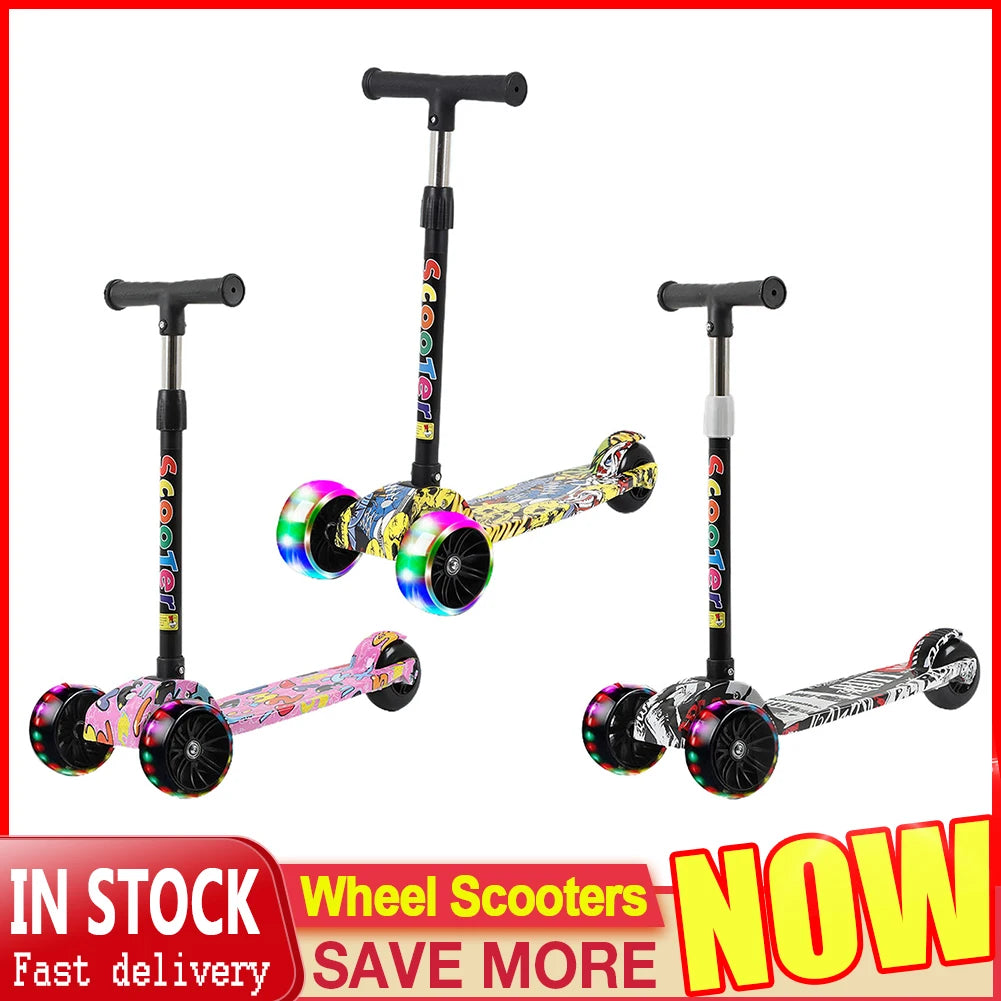 Children's Scooter 3 Wheel Scooter with Flash Wheels Kick Scooter