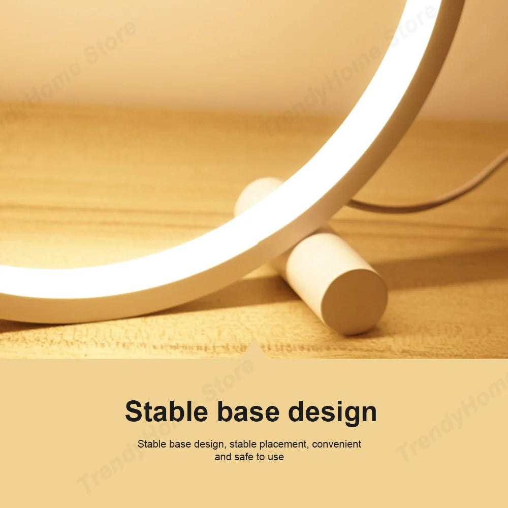 25CM LED Simple Circular Ring Table Lamp Bedroom Bedside Living Room Restaurant Hotel Decorative Lamp