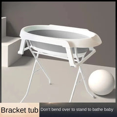 Portable Baby Bathtub with Stand Folding Bath Tub for Children Free-Standing Nonslip Indoor Shower