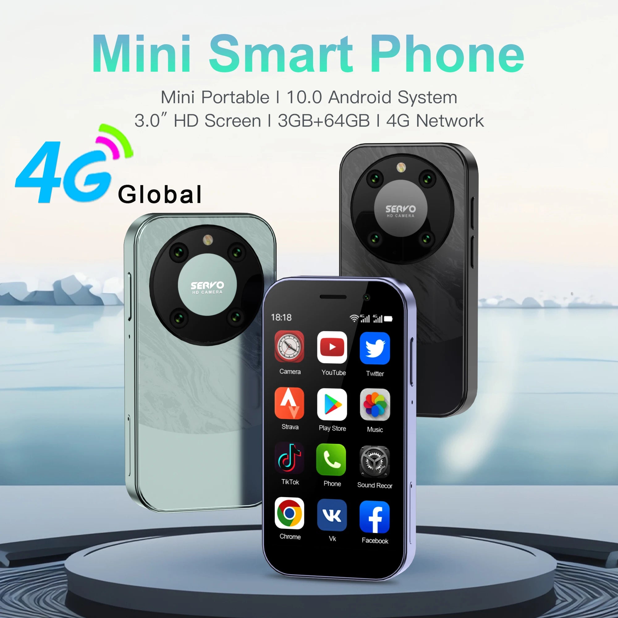 SERVO KING9000 4G LTE Cellular Mini Smartphone 16G/64G Android 10.0 2000mAh 3.0'' Display Small Mobile Phone