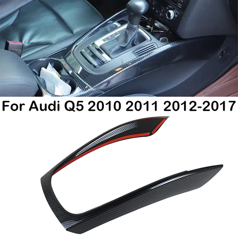 Carbon Fiber Color Car Console Armrest Gear Shift Decoration Frame Cover Trim For Audi Q5 2010 2011 2012 2013 2014 2015-2017