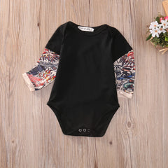 Baby Bodysuit Boys Girls Tattoo Printed Patchwork Jumpsuit