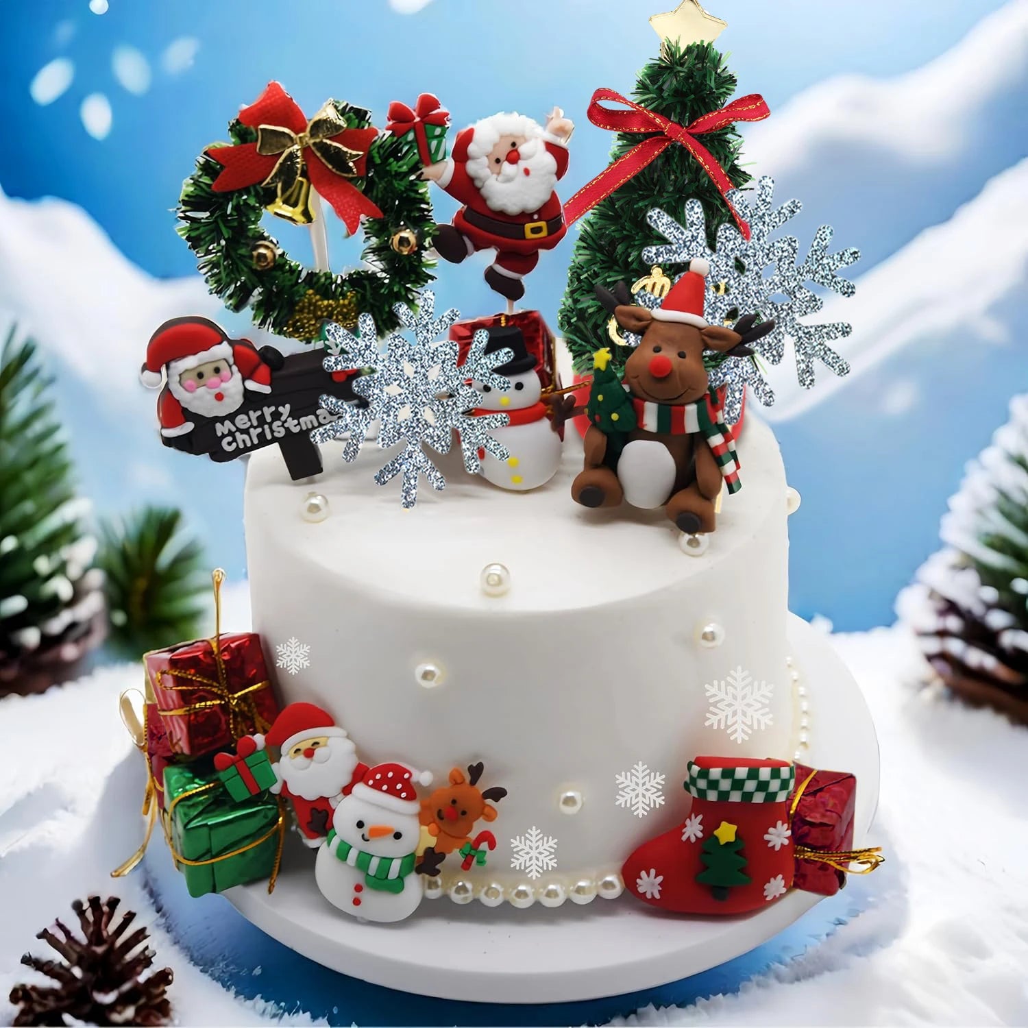 Christmas Cake Decoration Snowman Cake Decoration