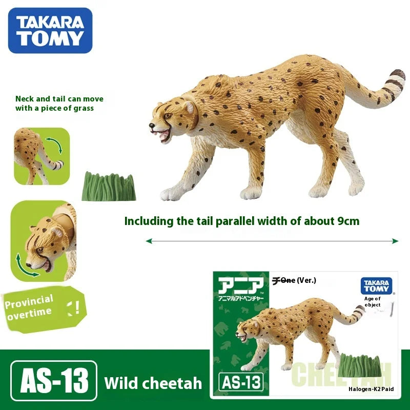 Original Takara Tomy Tomica Simulation Wild Animal Tiger Crocodile Elephant Lion Panda Orangutan Model For Children Toy Gift