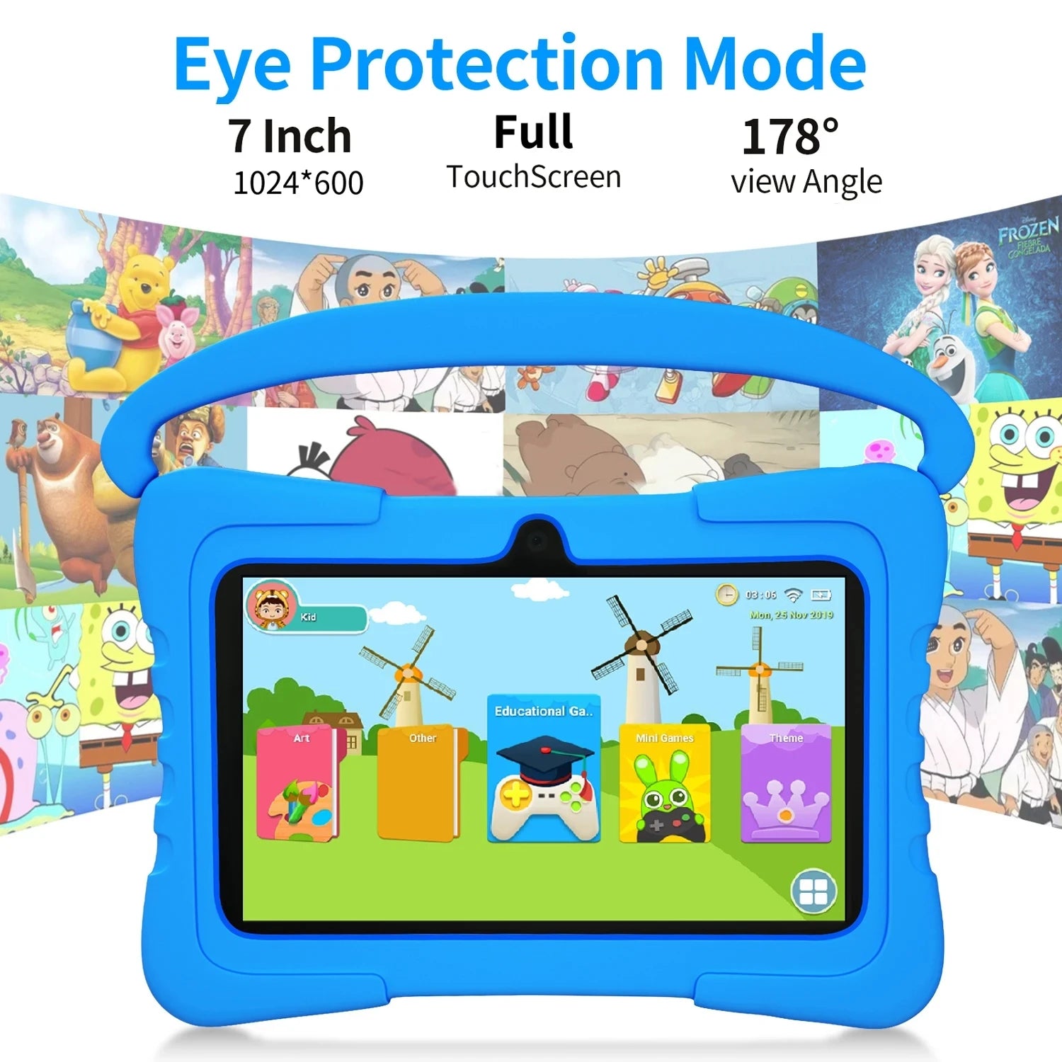 Kids Tablet Google Play Quad Core4GB+64GB ROM Dual Cameras Bluetooth 5G WiFi Tablets Children's Gifts