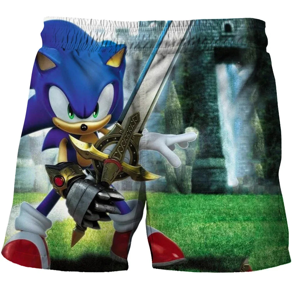 Beach pants for children 4-14Y Sonic The Hedgehog shorts pants Girls Boys Harajuku pants For Kids 3D Cartoon Print