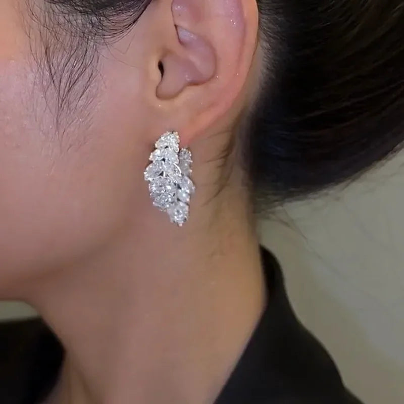 Elegant earrings and earrings with a feminine temperament in front and back