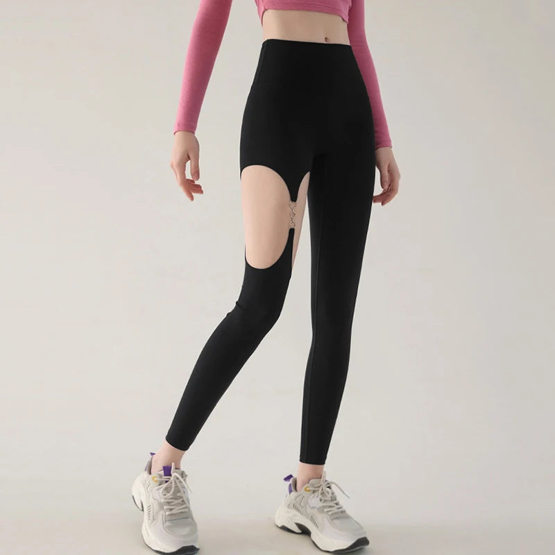 Women Pants Leggings for Women Metal Hollow Out Tights Sports Dance Yoga Pants