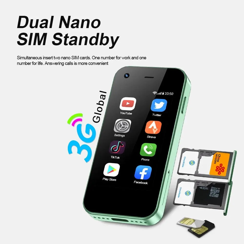 SERVO Mini Android Smartphone 3G WCDMA 2 SIM Standby 2.5'' Screen 2GB RAM Original Pocket Mobile Phone