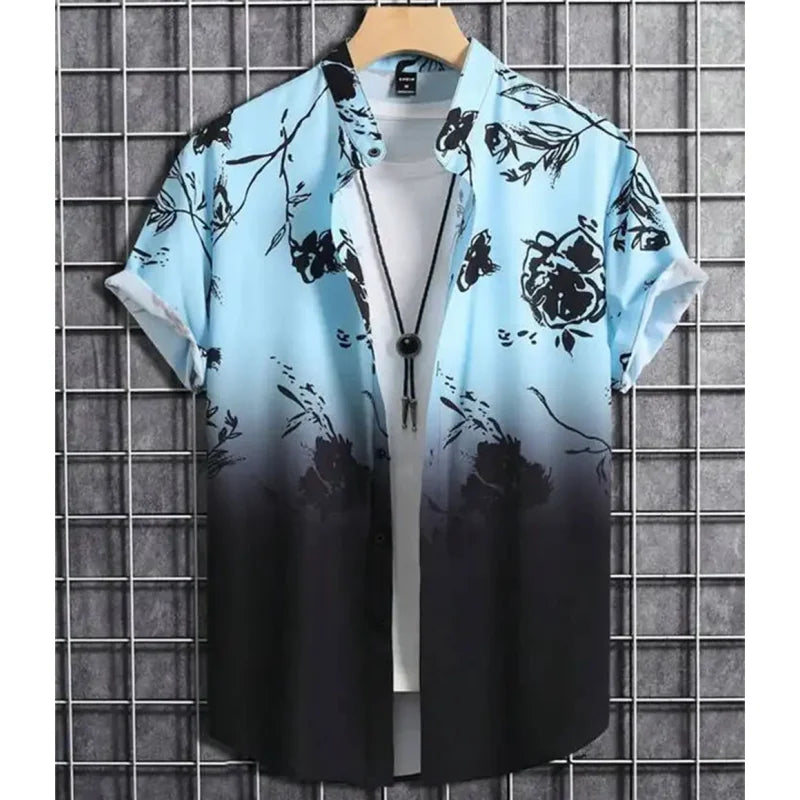 Simple Men'S Shirt 3d Printed Retro Fashion Top Loose Oversized Wear Every Day Casual Short Sleeved Shirt