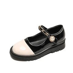 Black Leather Shoes For Girls Show Kid's