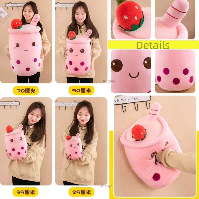 Boba Plushie Kawaii Room Decor Bubble Tea Plush Toy Stuffed Ice Cream Food Milk Tea Soft Hug Cushion