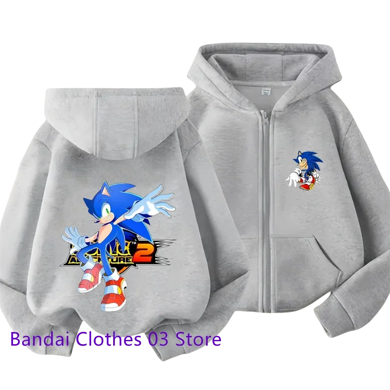 Hot Sonic Lightning Kids Zipper Hoodie Cartoon Print Autumn/Winter Long-sleeved Sweatshirt Casual Jacket Top 2-12 Y Boys Girls