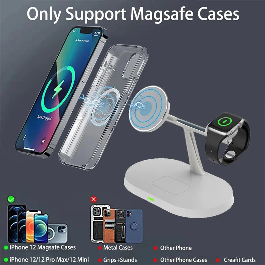 3 in 1 30W Magnetic Wireless Charger Stand Macsafe For iPhone