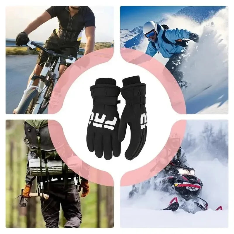 Autumn and Winter Plush Warm, Windproof, Waterproof Outdoor Skiing, Cycling, Motorcycle Glove Screen