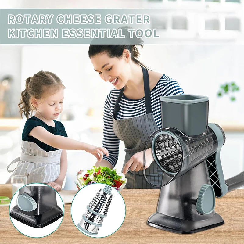 Rotary Cheese Grater Versatile Manual Vegetable Slicer Peanut Nuts Grinder Cheese Vegetable Shredder Clear