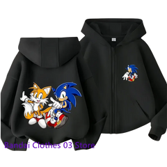 Hot Sonic Lightning Kids Zipper Hoodie Cartoon Print Autumn/Winter Long-sleeved Sweatshirt Casual Jacket Top 2-12 Y Boys Girls