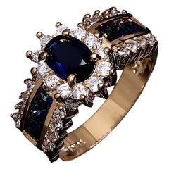 New Inlaid Blue Red Zircon Ring European American Fashionable Men Women's Ring Sapphire Ring Women's