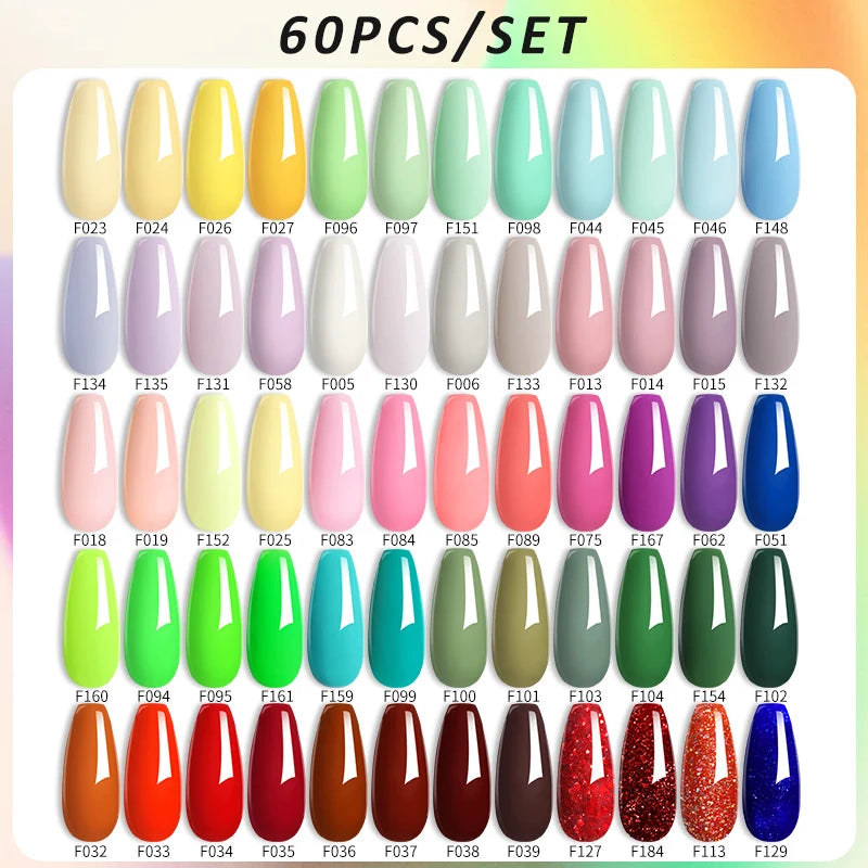 Color Gel Nail Polish Set Colorful Glitter Nail Gel Polish Semi Permanent UV Gel Nail Art Gel Varnishes Kit