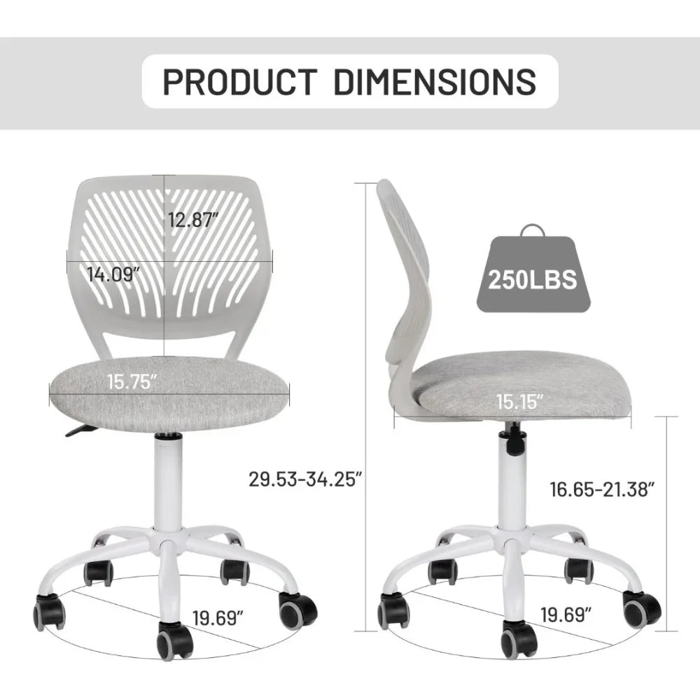 Desk Chair Armless,Study Chair Adjustable Swivel,Home Office Chair