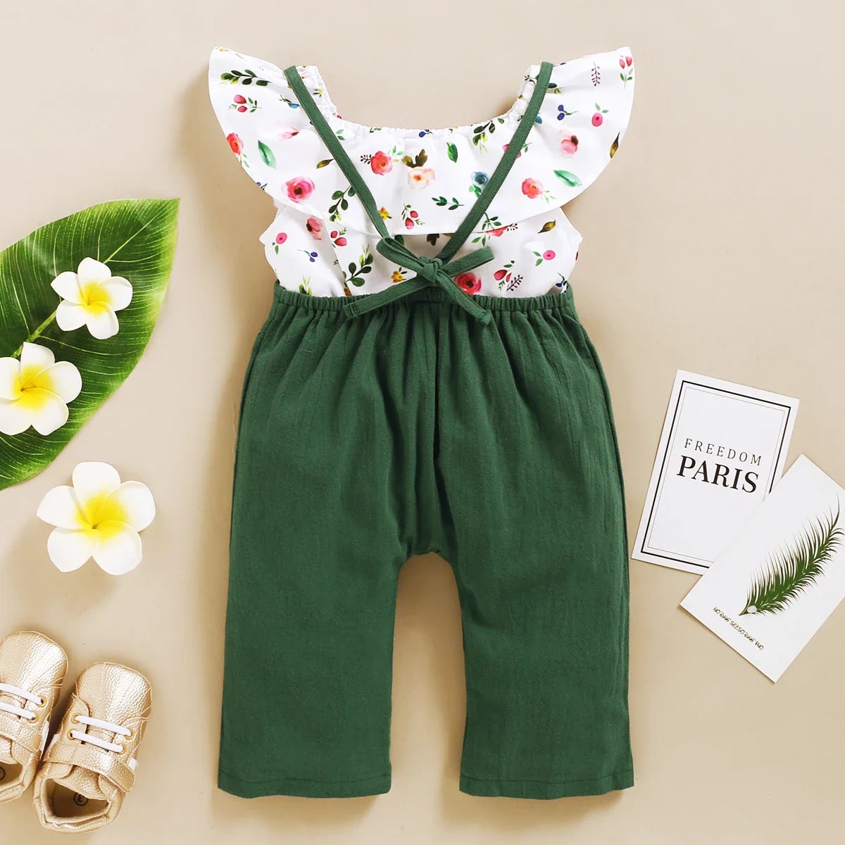 Top+Suspender Pant 2PCS Outfit Fashion Summer Clothing for Toddler Girl