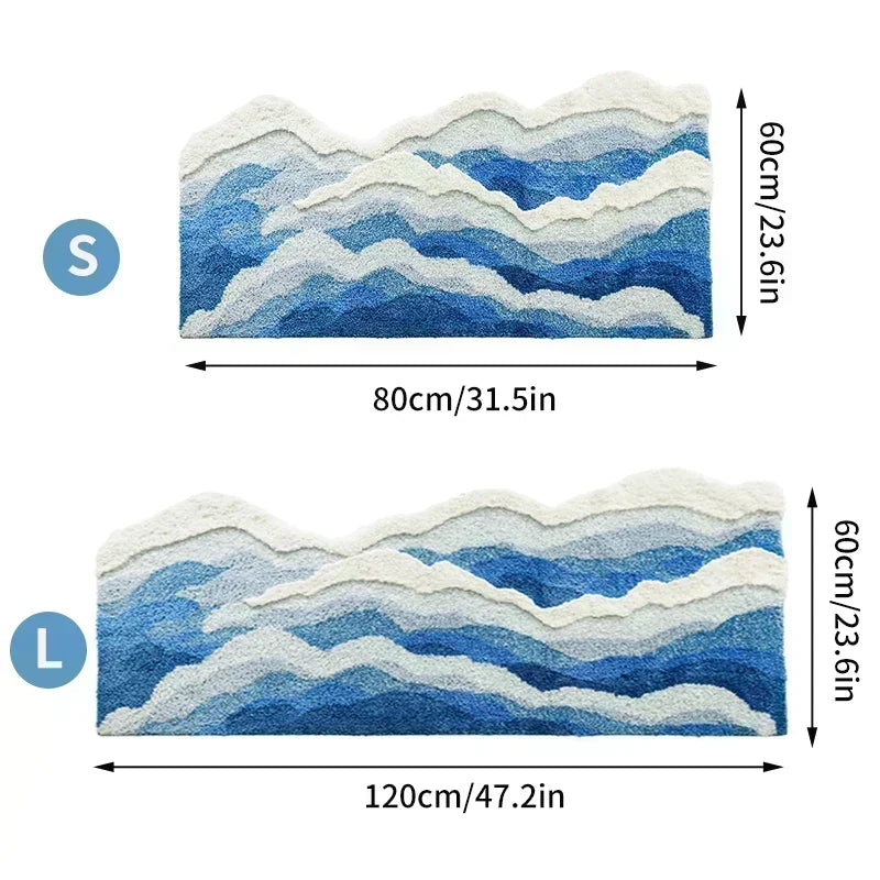 INS Irregular Carpet Bedroom Bedside Area Rugs Ocean Wave Shaped Carpets