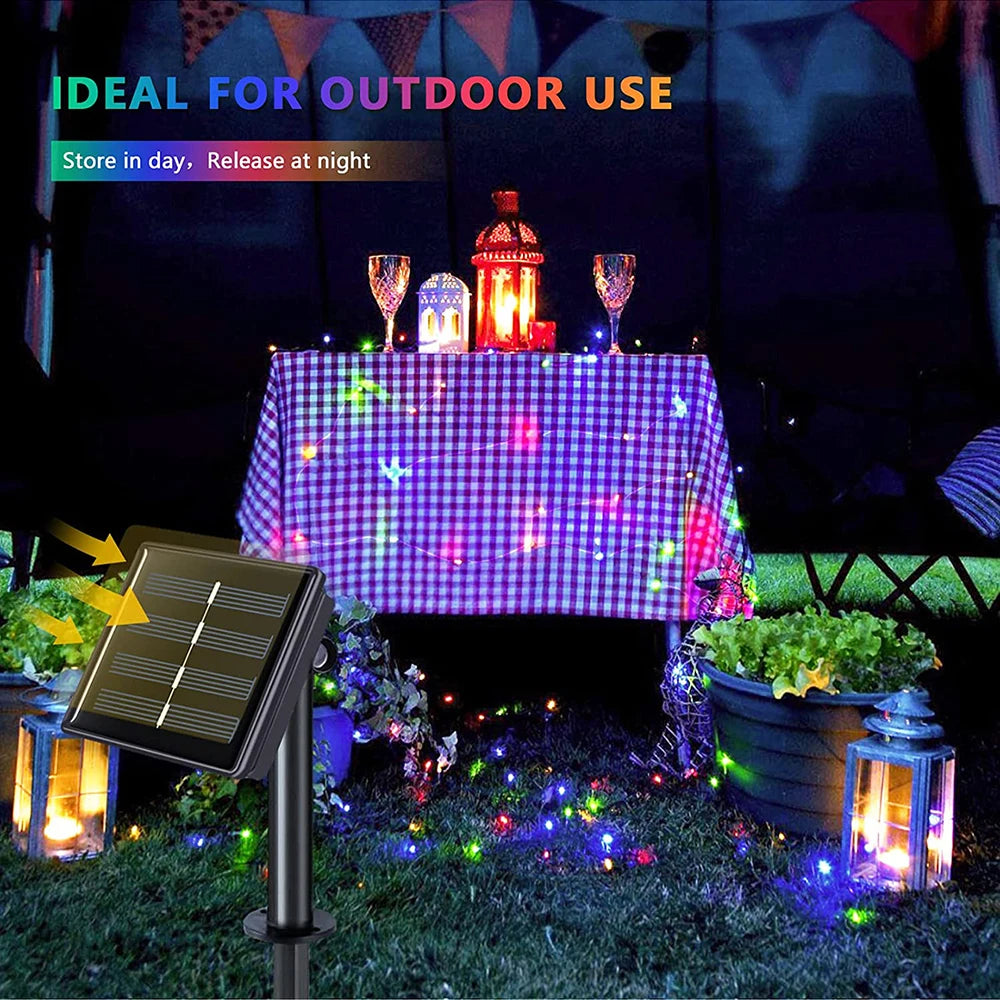 Solar Light String Fairy Lamp LED Garland Outdoor Waterproof For Camping Garden