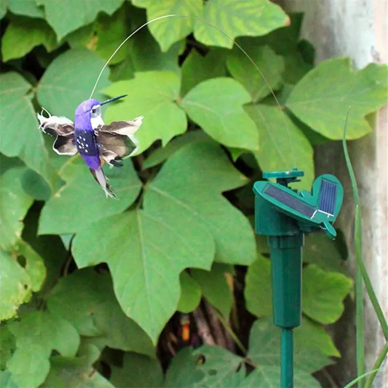 Funny Solar Rotating Bird Toy Flying Hummingbird Power Vibration Birds Stake  Garden Decoration