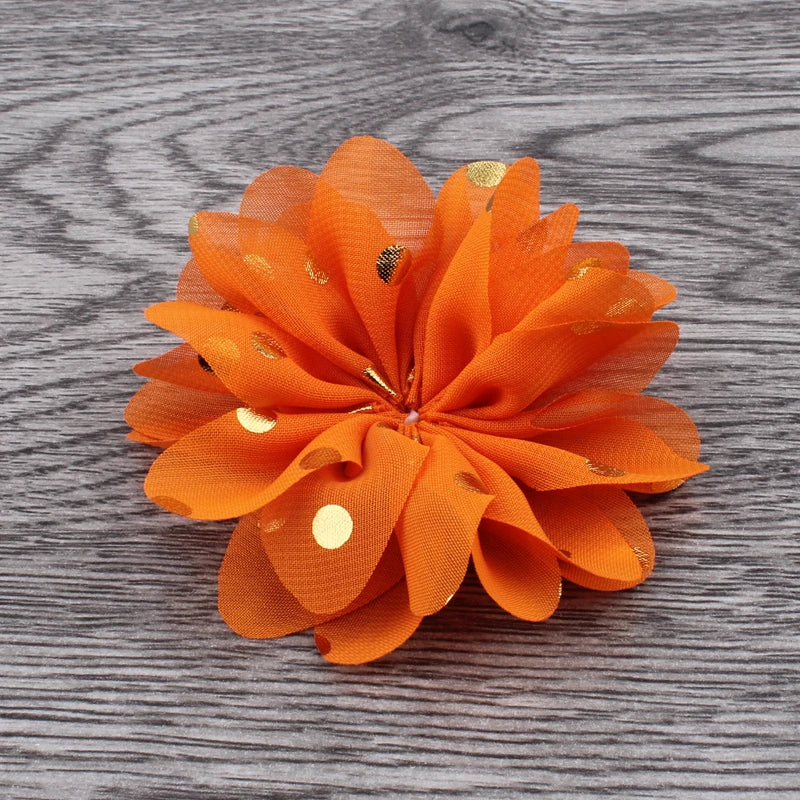 Fashion Gold Point Puffy Flower For Hair Accessories Ballerina Chiffon Flower Ornaments For Wedding Bouquet