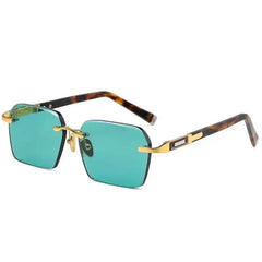 Crystal Stone Glasses Green Personality Men and Women Frameless High-End Eye Protection Sunglasses Driving glasses