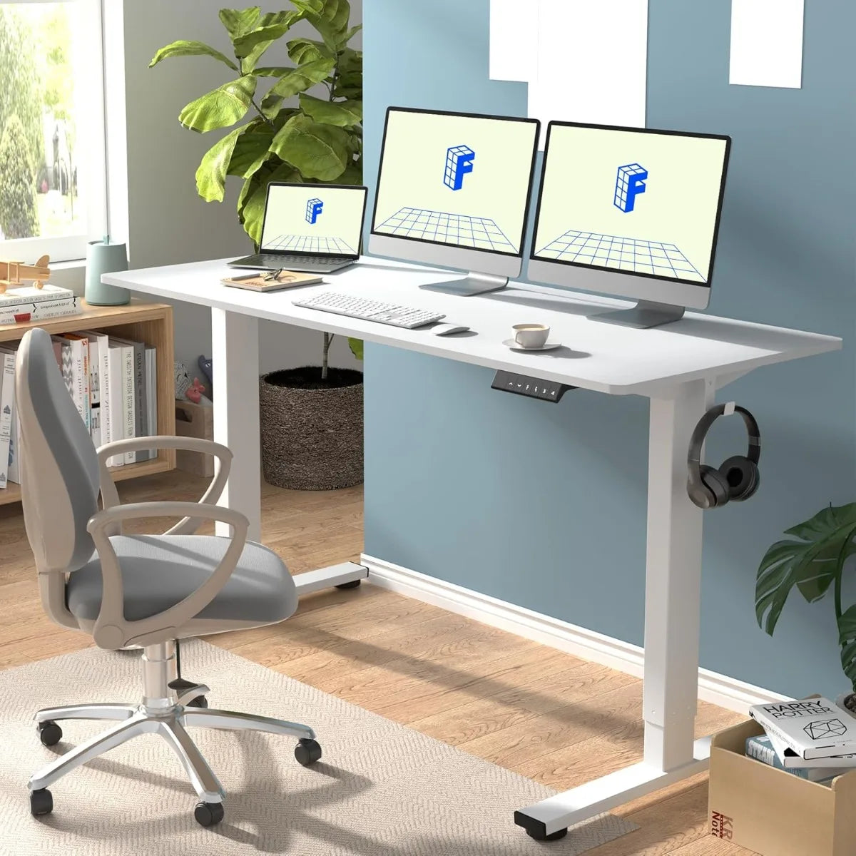 60" Large Height Adjustable, Electric Sit Stand Desk Home Office Table Computer Workstation