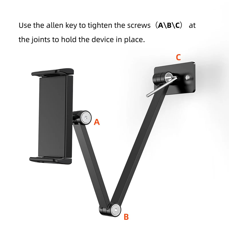 Bewiser Tablet Wall Mount Phone Stand Desk Bed Holder For 4.7-12.9" iphone&iPad 360 Degrees Rotate,Height&Angle Adjustable