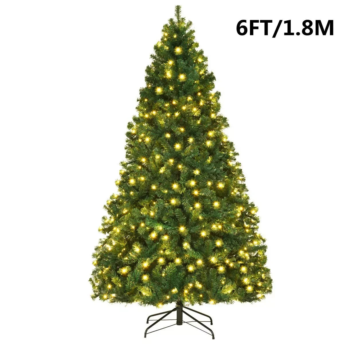 Christmas Tree Artificial Christmas Spruce 4/5/6/7 ft pine metal stand with LED lights