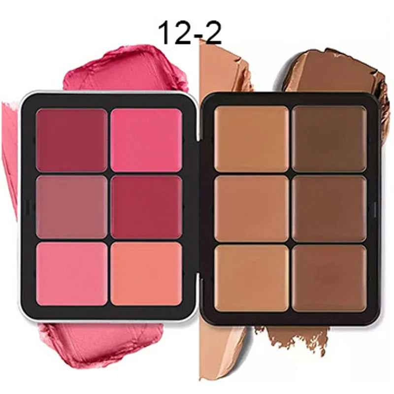 12-color Iron Box Concealer Blush Cream Matte Highlight Contour Makeup All-in-one Palette Contouring Makeup Wholesale