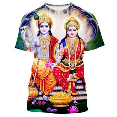 Summer Fashion New Indian Shiva Graphic 3D T-Shirt Men'S Trend Casual Personality Print Oversized O-Neck Short Sleeve Tee Shirts