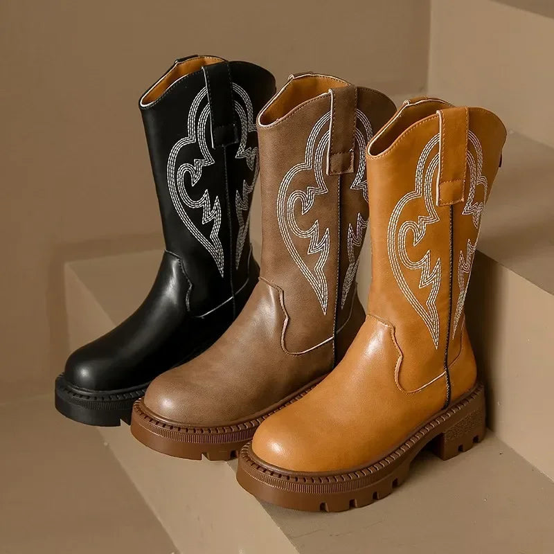 retro Classic Western Cowgirl Boots