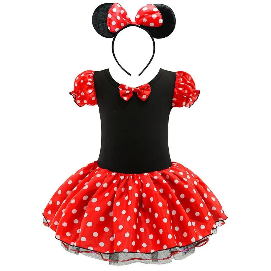 Girls Mickey Minnie Cartoon Mouse Princess Dress Kids Birthday Party Cute Funny Costume