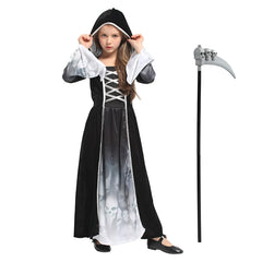 Scary Grim Reaper Girl Dress Scythe Witch Costume Ghost Terror Skull Cosplay Halloween Costume