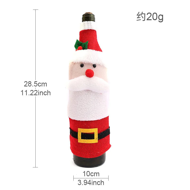 Christmas European And American Style Knitted Faceless Old Man Long Beard Wine Bottle Set